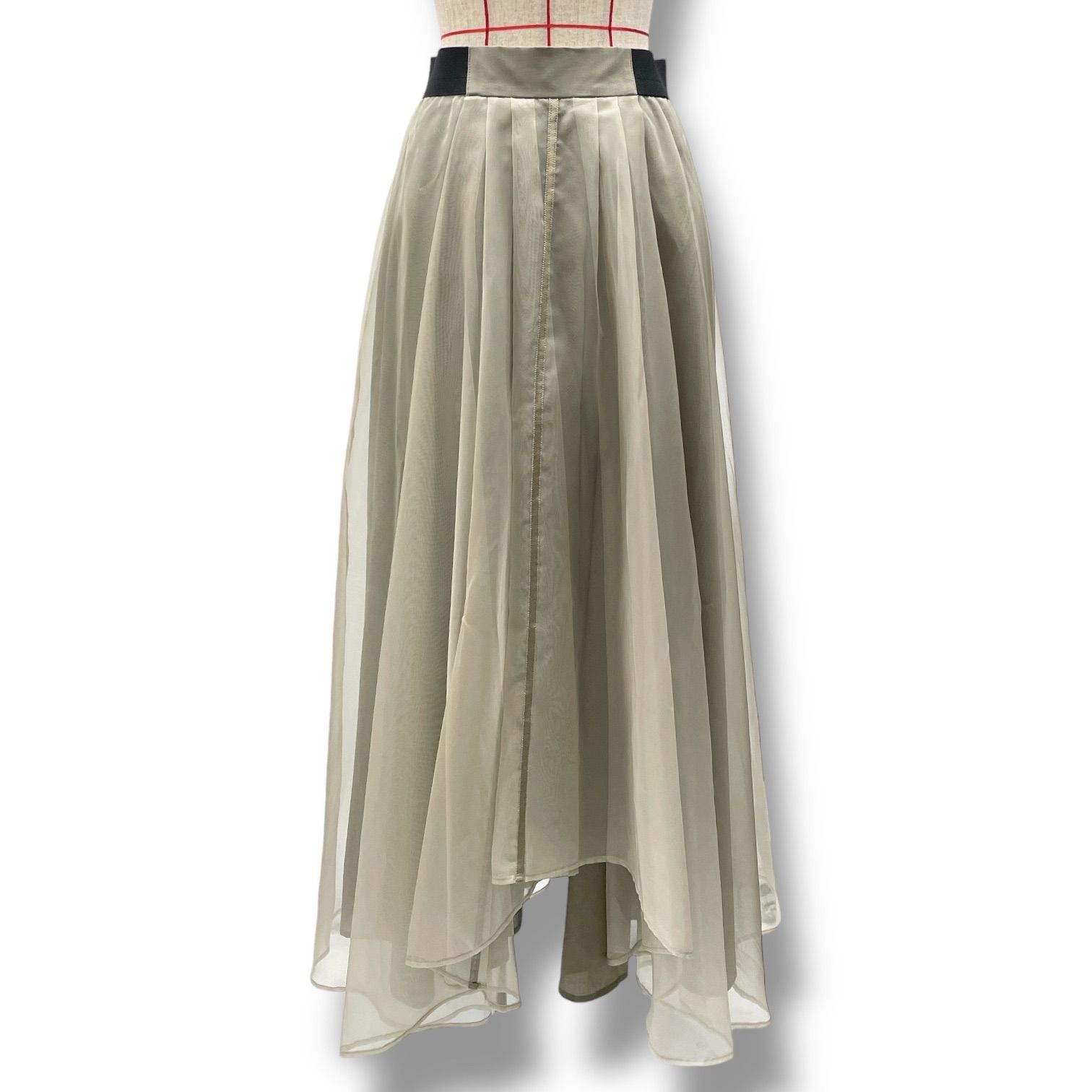 Room no 8 ルームエイト ORGANDY TUCK FLAIR SKIRT オーガンジー タック フ スカート チュール BR K 47 4004 ベージュ レディース 通年 ゴーゴー古着 22 1350