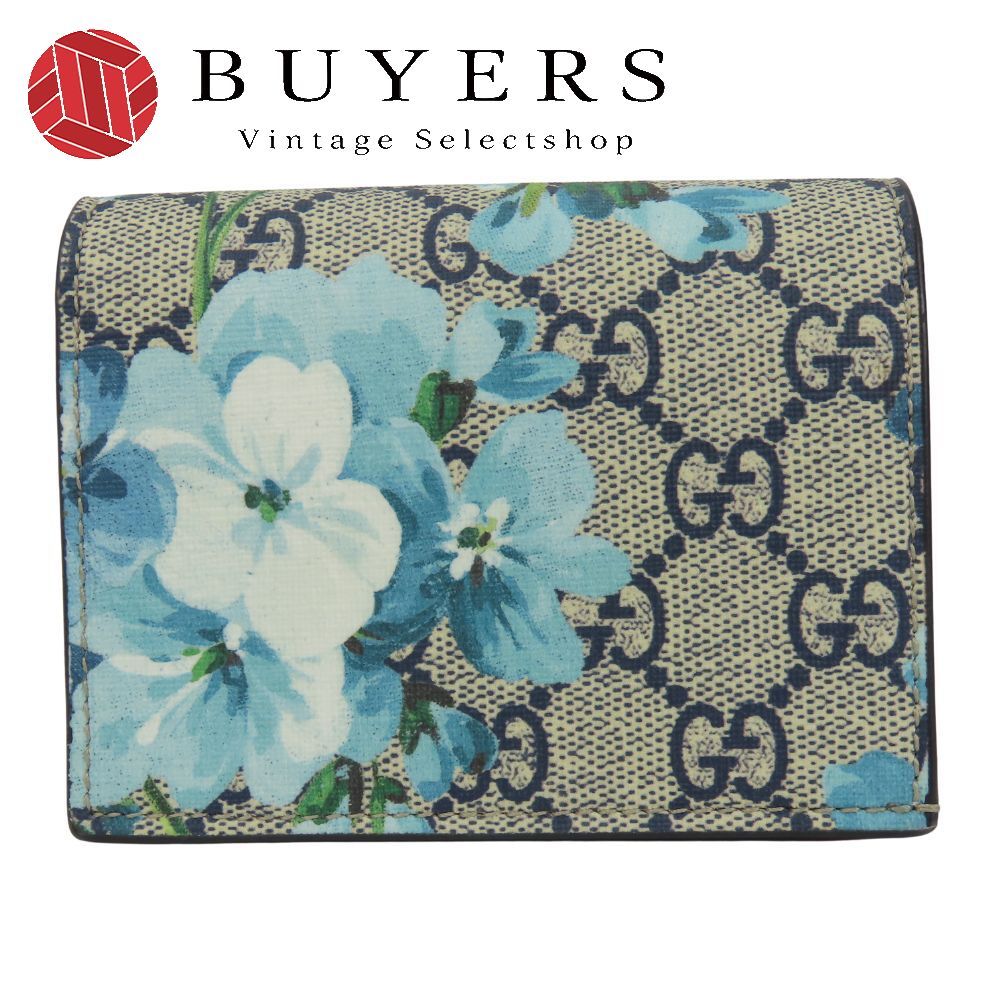 中古 グッチ 二つ折り財布 546372 ブルームス フラワープリント GGスプリームキャンバス ブルー系 ベージュ コンパクトウォレット 小物 アウトレット レディース 女性 GUCCI 中古】 グッチ 二つ折り財布 546372 ブルームス フラワープリント GG
