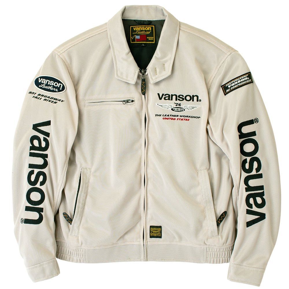 vanson メッシュジャケット Mサイズ　クリーム色 VANSON バンソン VS25103S メッシュスウィングトップジャケット