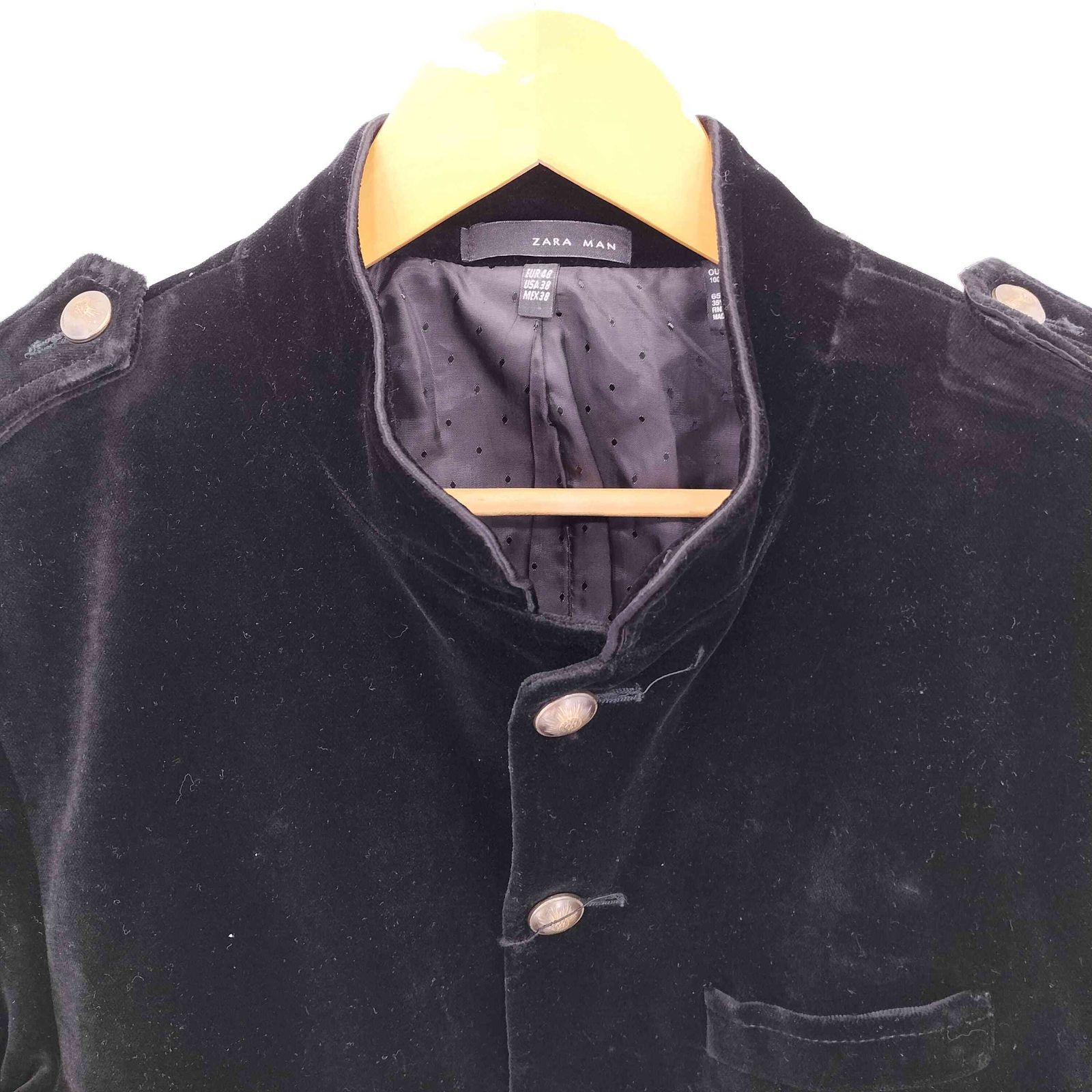 ザラマン ZARA MAN エポレット付き ベロア ナポレオンジャケット