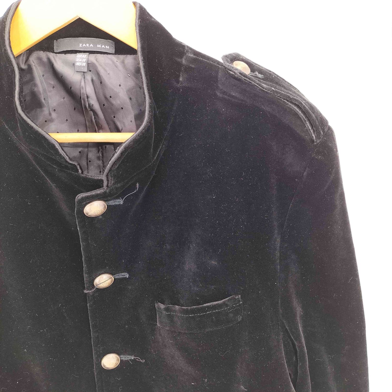 ザラマン ZARA MAN エポレット付き ベロア ナポレオンジャケット