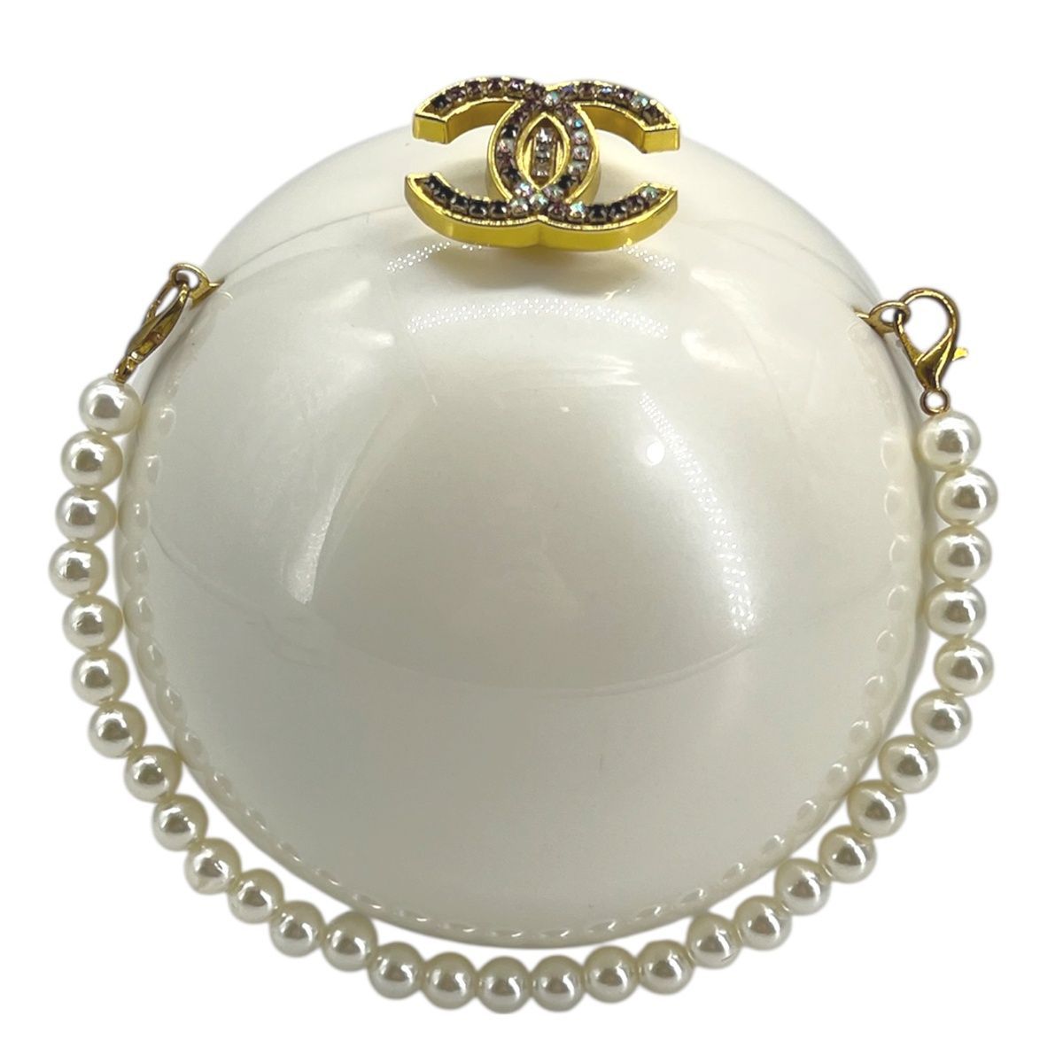 CHANEL シャネルショルダーバッグ ドバイ イヴニングバッグ プラスティック 白 レディース チェーンショルダー SA