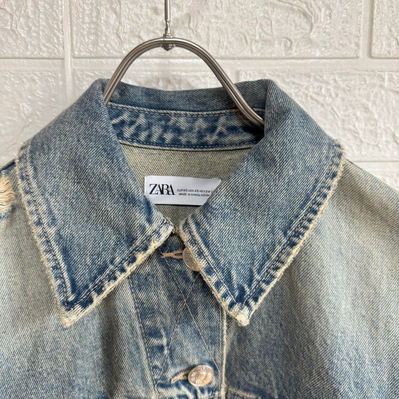 ZARA ザラ ダメージ デニムジャケット ライトアウター Gジャン