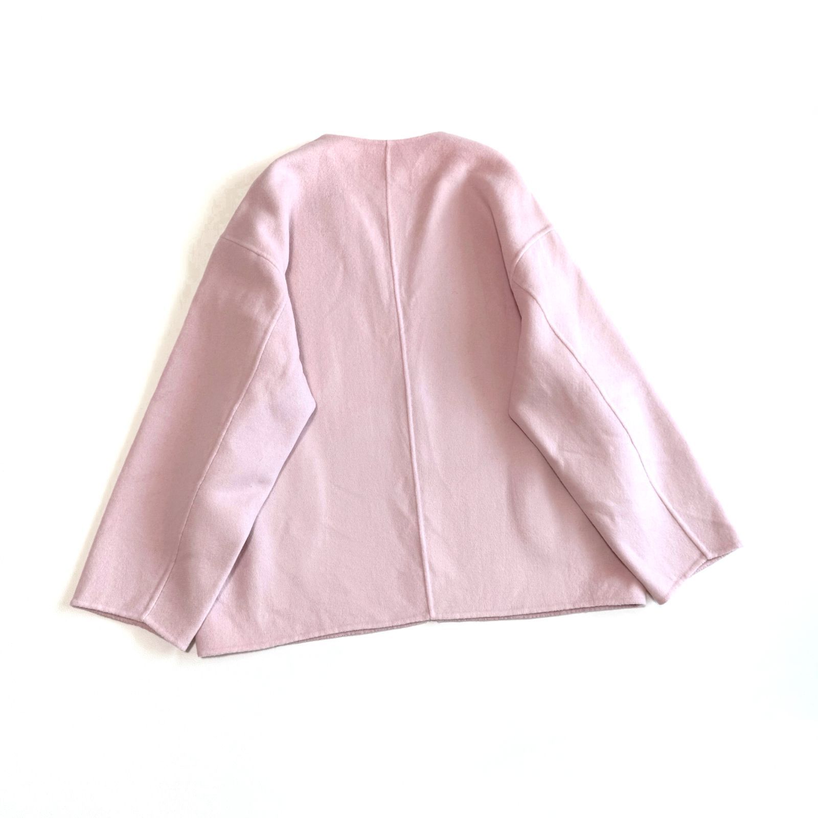 23区 MANTECOリバーショートコート ピンク 38 ノーカラーリバー仕立て