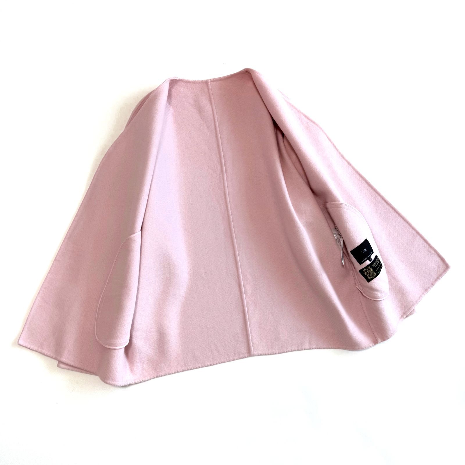 23区 MANTECOリバーショートコート ピンク 38 ノーカラーリバー仕立て