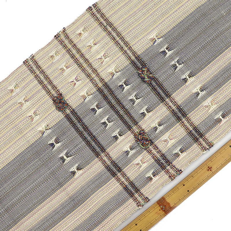名古屋帯 正絹 八寸帯 お太鼓柄 ベージュ 織柄 長さ358 cm 幅31.5 和装 普段使い おしゃれ着向き 着物 仕立て上がり