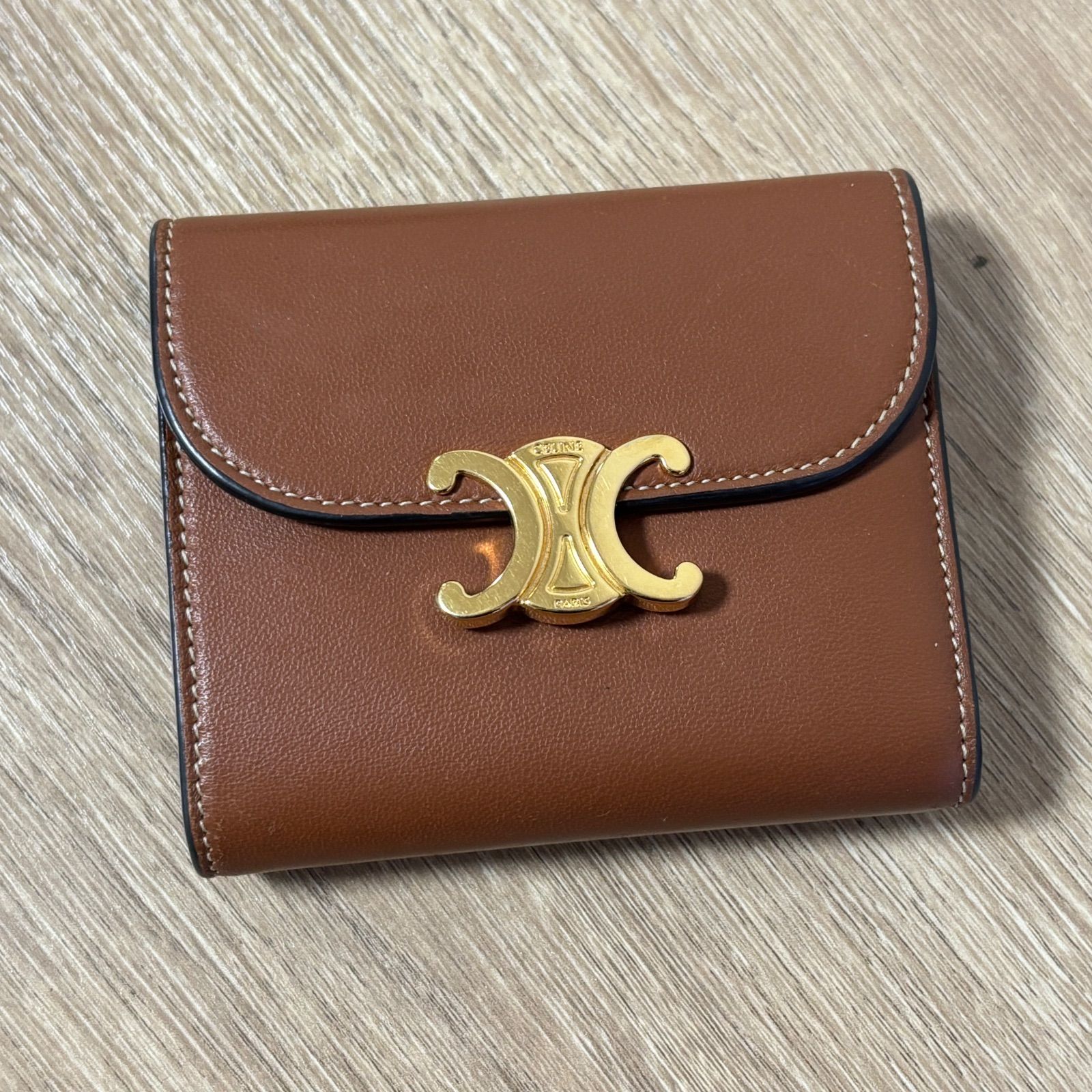 CELINE セリーヌ トリオンフ レザー スモールフラップウォレット 折り