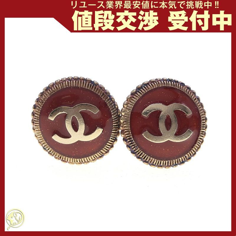 シャネル イヤリング ココマーク ブラウンレッド メタル
