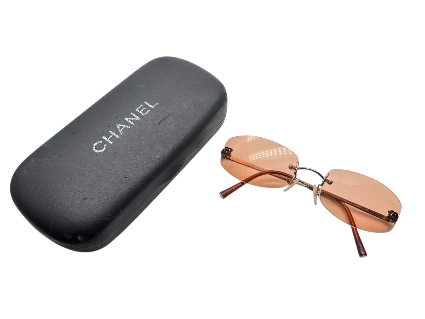 CHANEL シャネル リムレス サングラス 4002 c.116 74 サイズ54 19 130 ココマーク オレンジ ブロンズ 4 b 009486