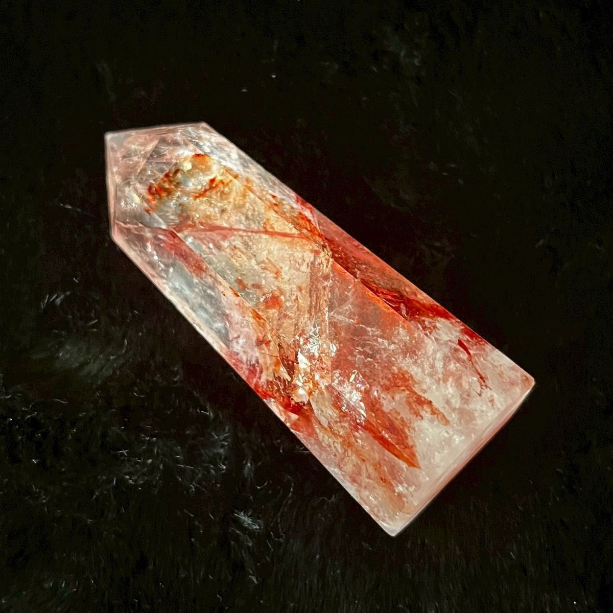 82g レッドファイアークォーツ】 原石 浄化 天然石 赤水晶 ポイント