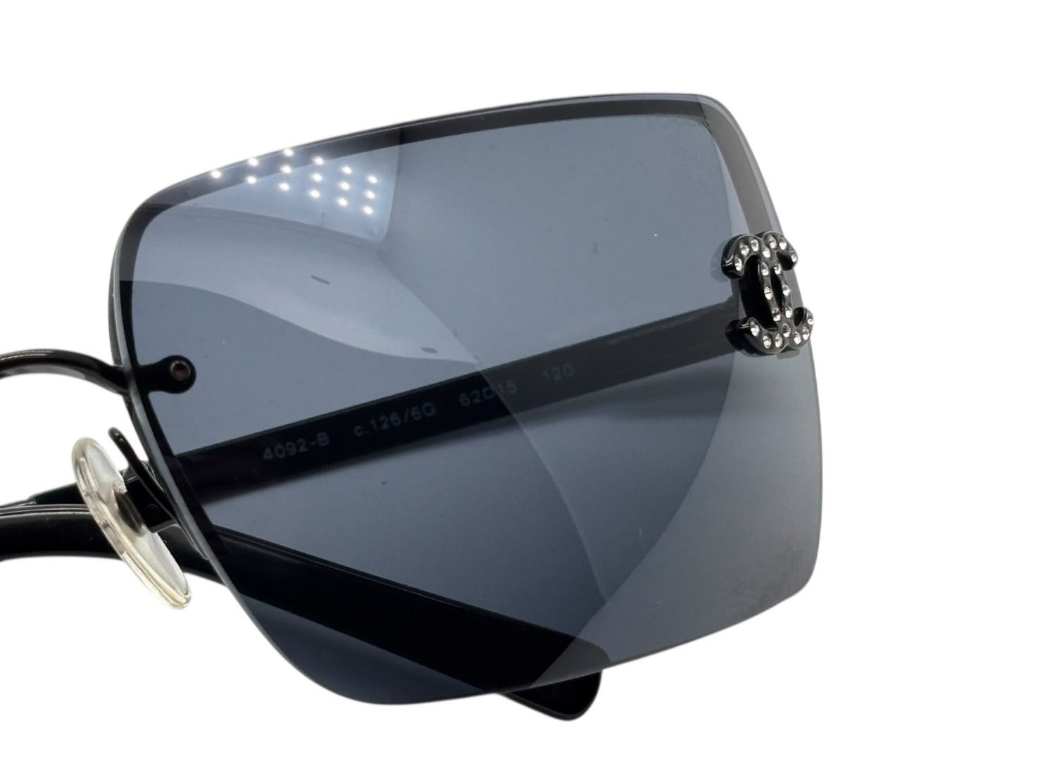 極美品 CHANEL シャネル ハーフリム サングラス アイウェア 4092-B c