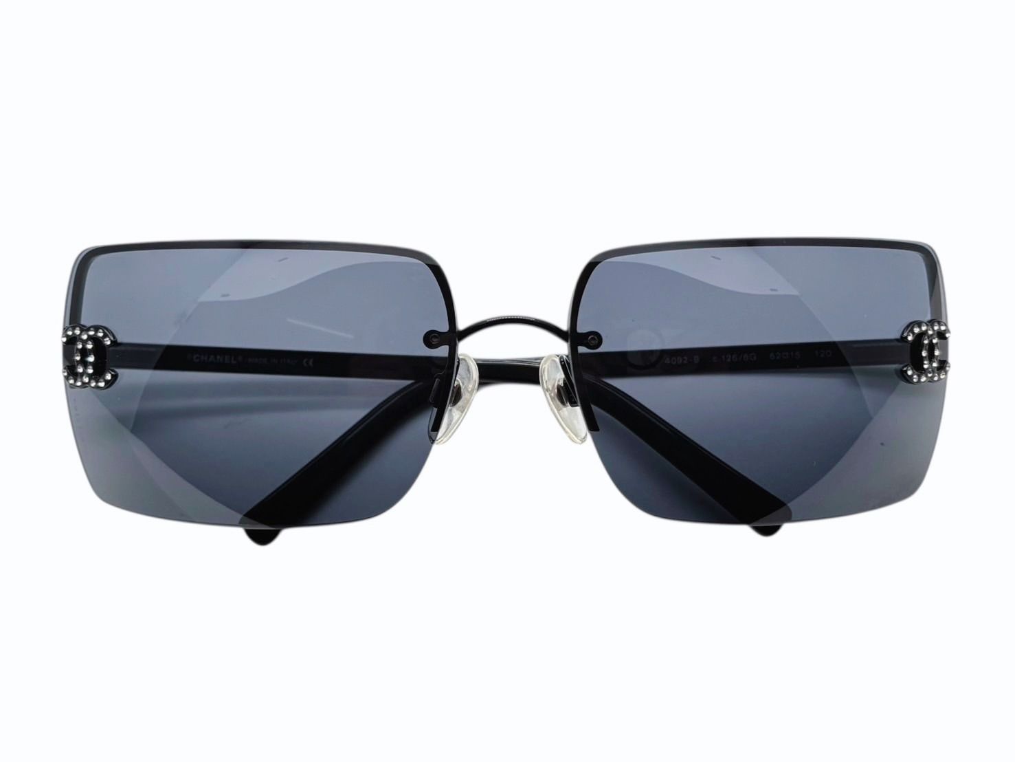 CHANEL シャネル ハーフリム サングラス アイウェア 4092 B c 126 6 G 6215 サイズ120 ココマーク ブラック 4 009610