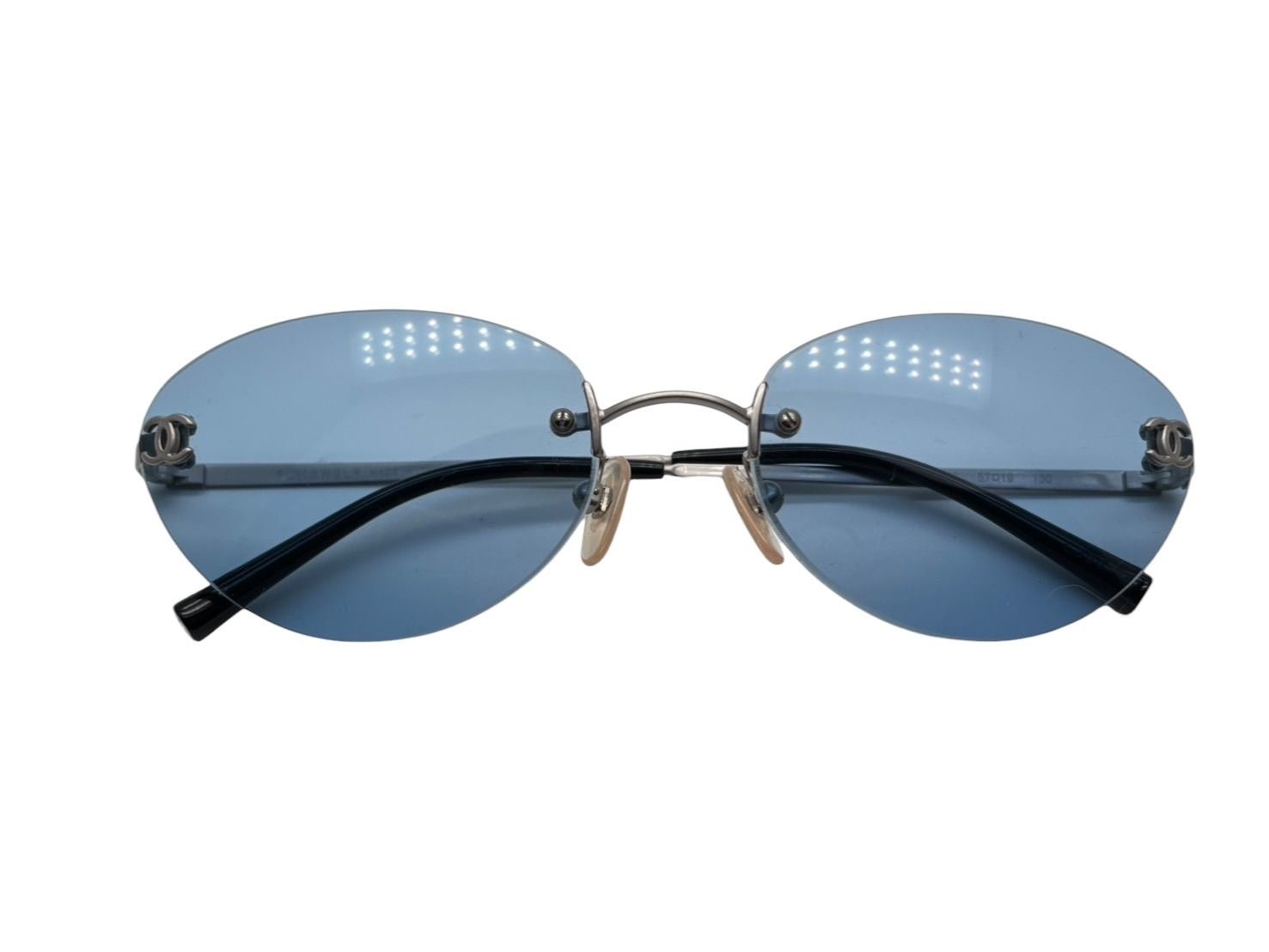 CHANEL シャネル リムレス サングラス 4003 c 103 72 サイズ57 19 130 ココマーク ブルー シルバー 4 b 009154