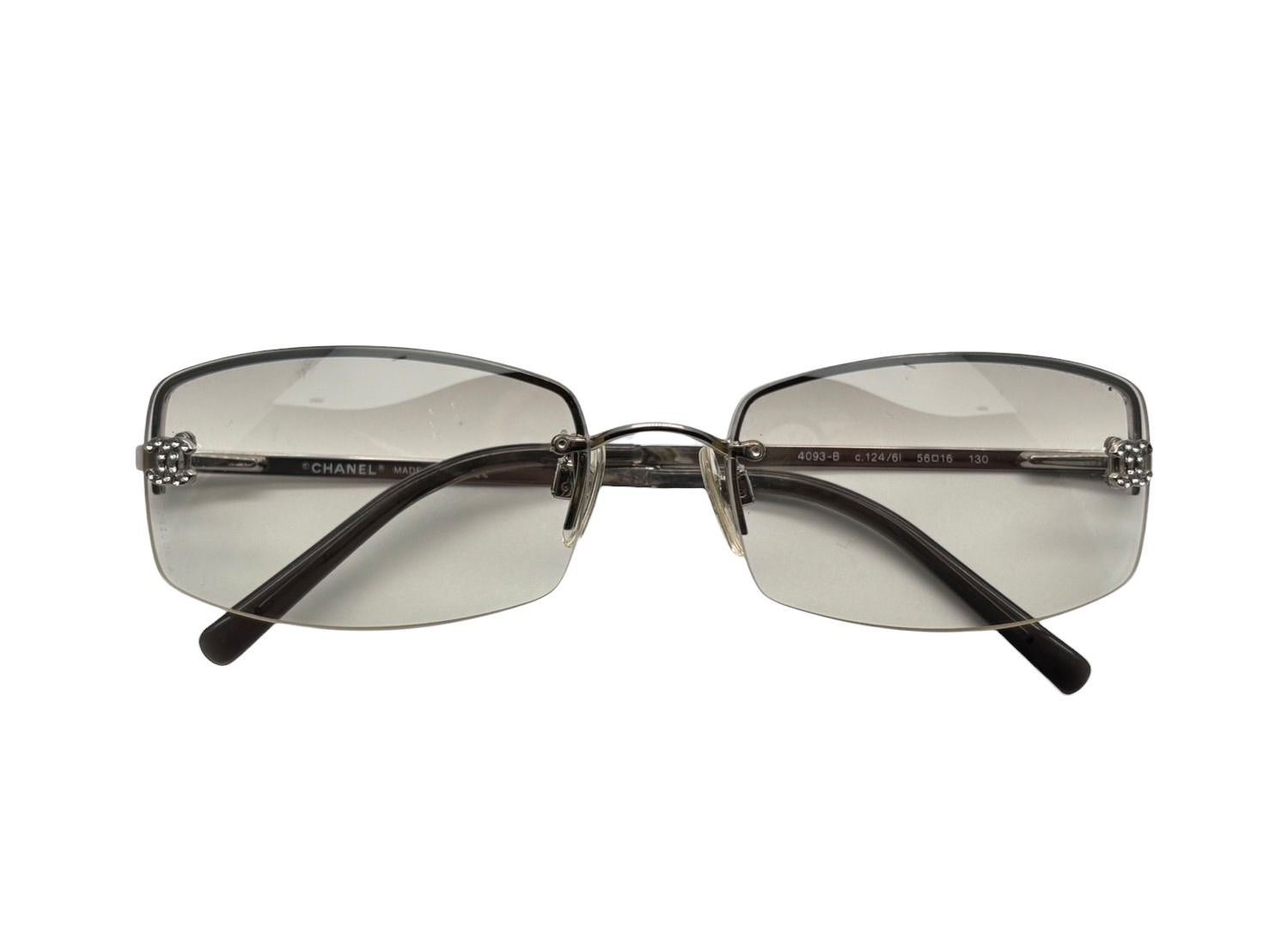 CHANEL シャネル サングラス ココマーク メガネ 4093 B イタリア製 メタル ラインストーン シルバー金具 サイズ56◻︎16 4 009289
