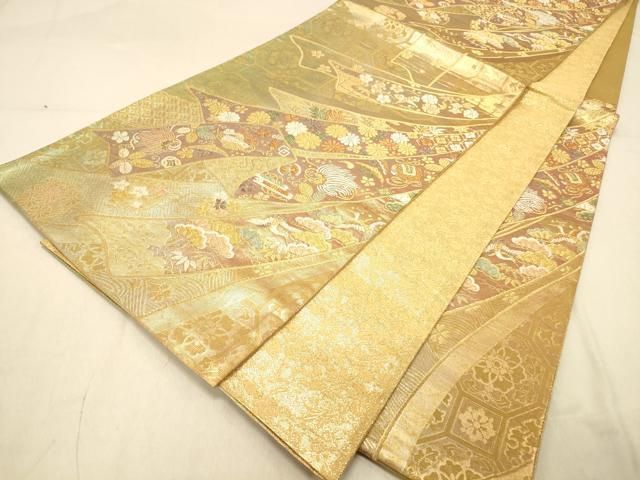平和屋着物◎佐賀錦 両面 六通柄袋帯 熨斗宝尽くし花文 金銀糸 正絹