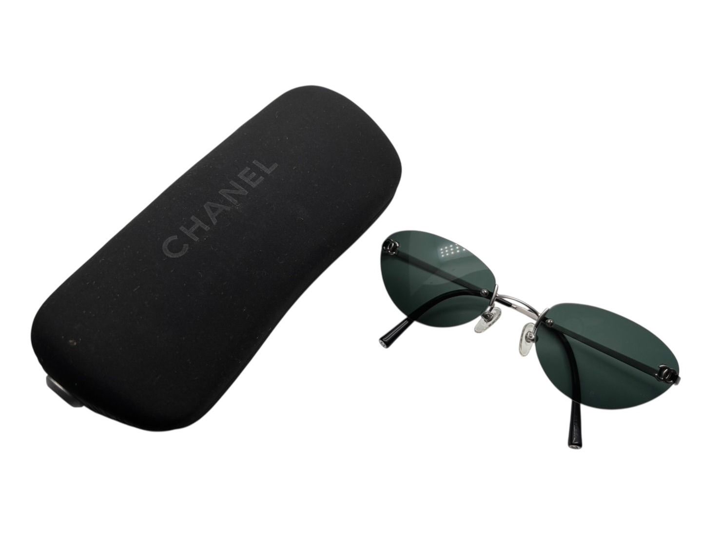 CHANEL シャネル リムレス サングラス 4003 c 103 71 サイズ53 19 130 ココマーク シルバー グリーン 4 b 009155