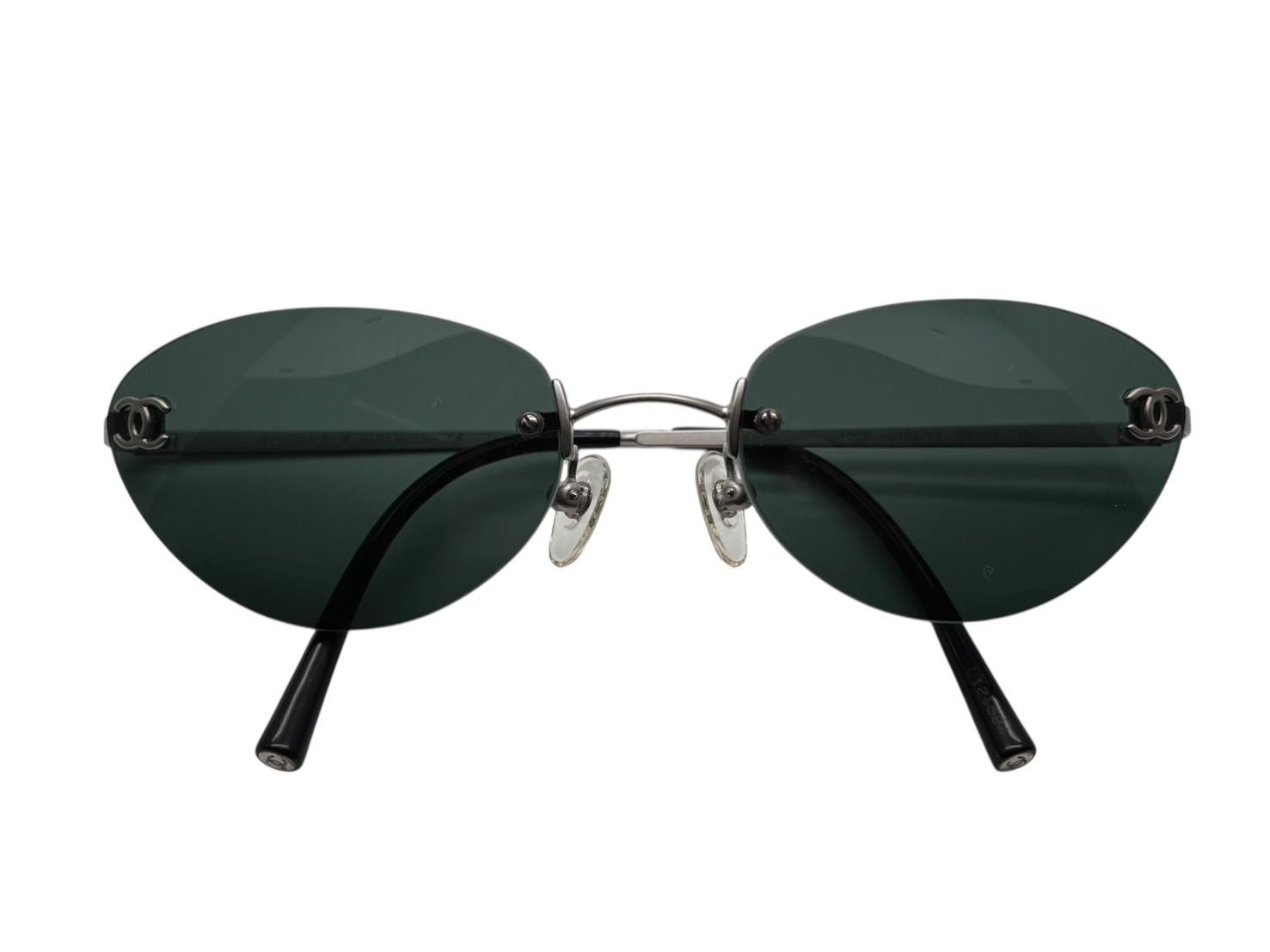 CHANEL シャネル リムレス サングラス 4003 c 103 71 サイズ53 19 130 ココマーク シルバー グリーン 4 b 009155