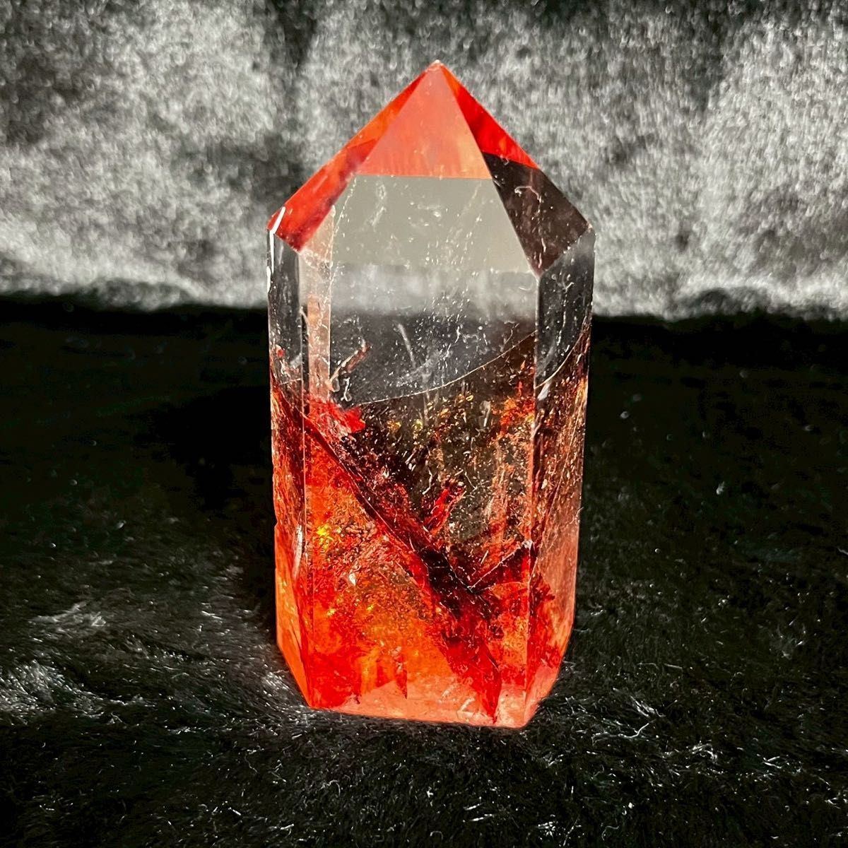 244g レッドファイアークォーツ】 原石 浄化 天然石 赤水晶 ポイント