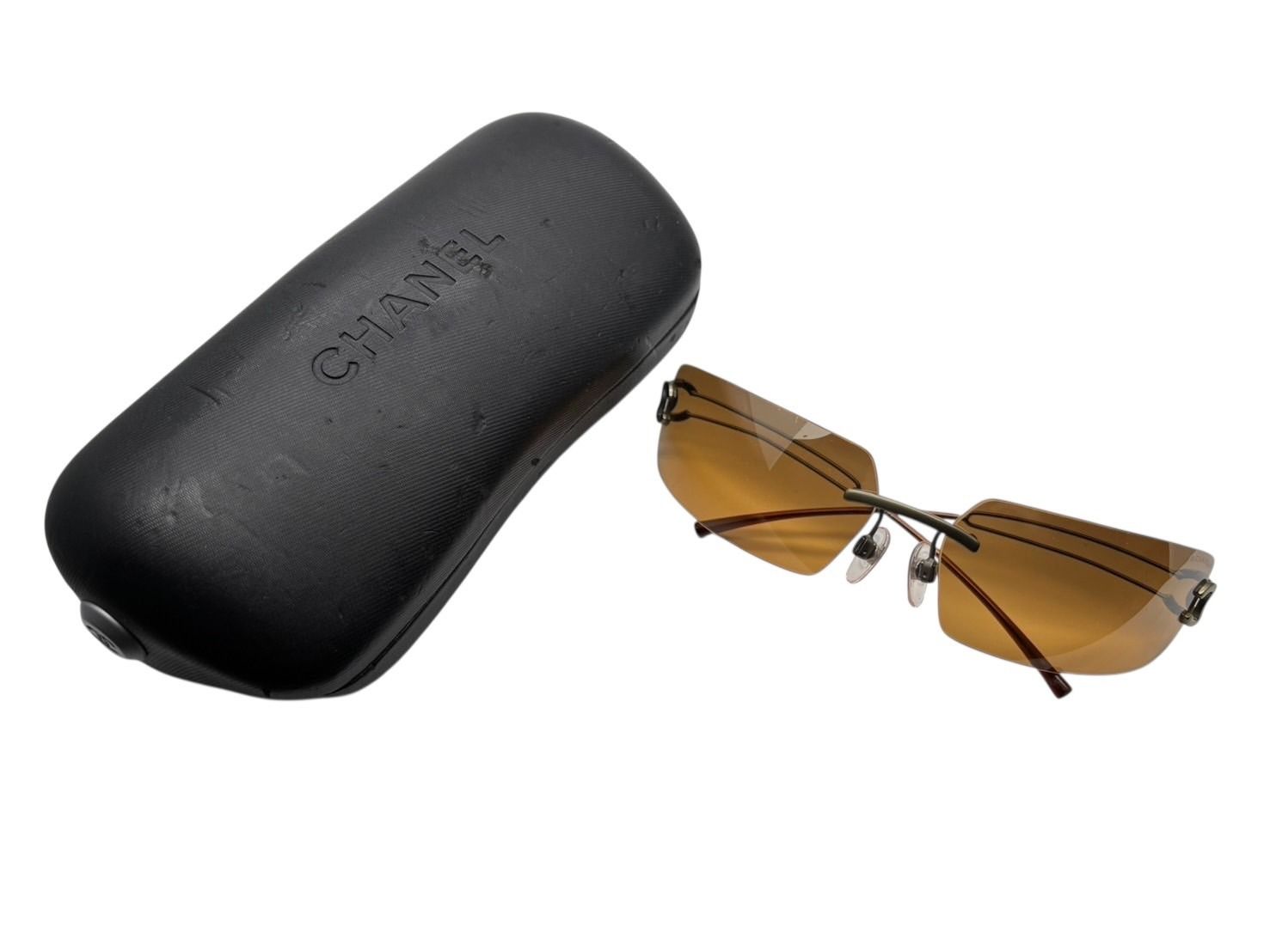 CHANEL シャネル リムレス サングラス アイウェア ココマーク スクエア ブラウン ゴールド 4 b 009485