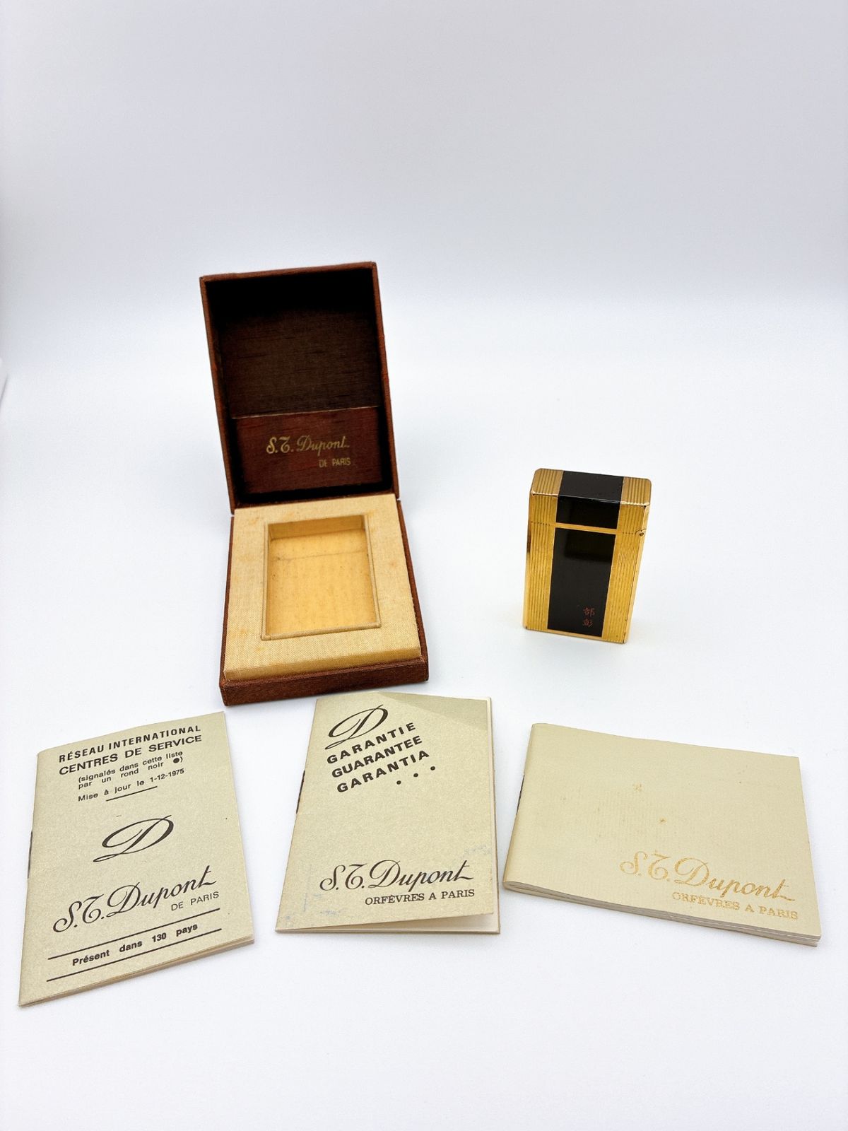 S T Dupont エステーデュポン ガスライター LINE 1 ライン1 ブラック ゴールド Z 6 JL 39 箱 保証書付き 中国漆 都彭 ヴィンテージ MN 186