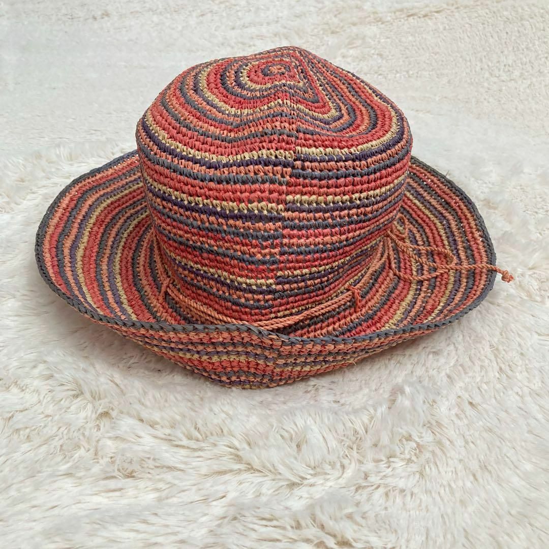 HELEN KAMINSKI 麦わら帽子 つば折れ帽 マルチカラー ラフィア ヘレン