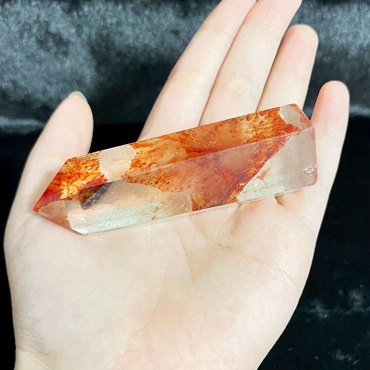 80g レッドファイアークォーツ】 原石 浄化 天然石 赤水晶 ポイント