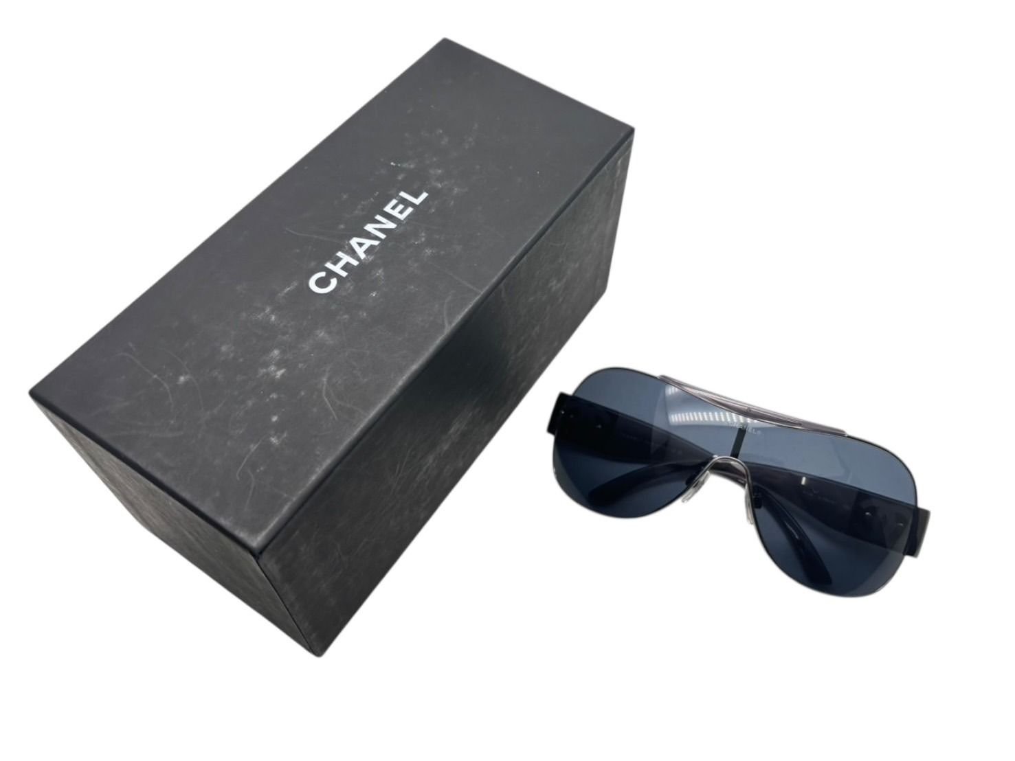 CHANEL シャネル シールド サングラス アイウェア 4136 c.108 87 サイズ125 ココマーク グレー 4 b 009806
