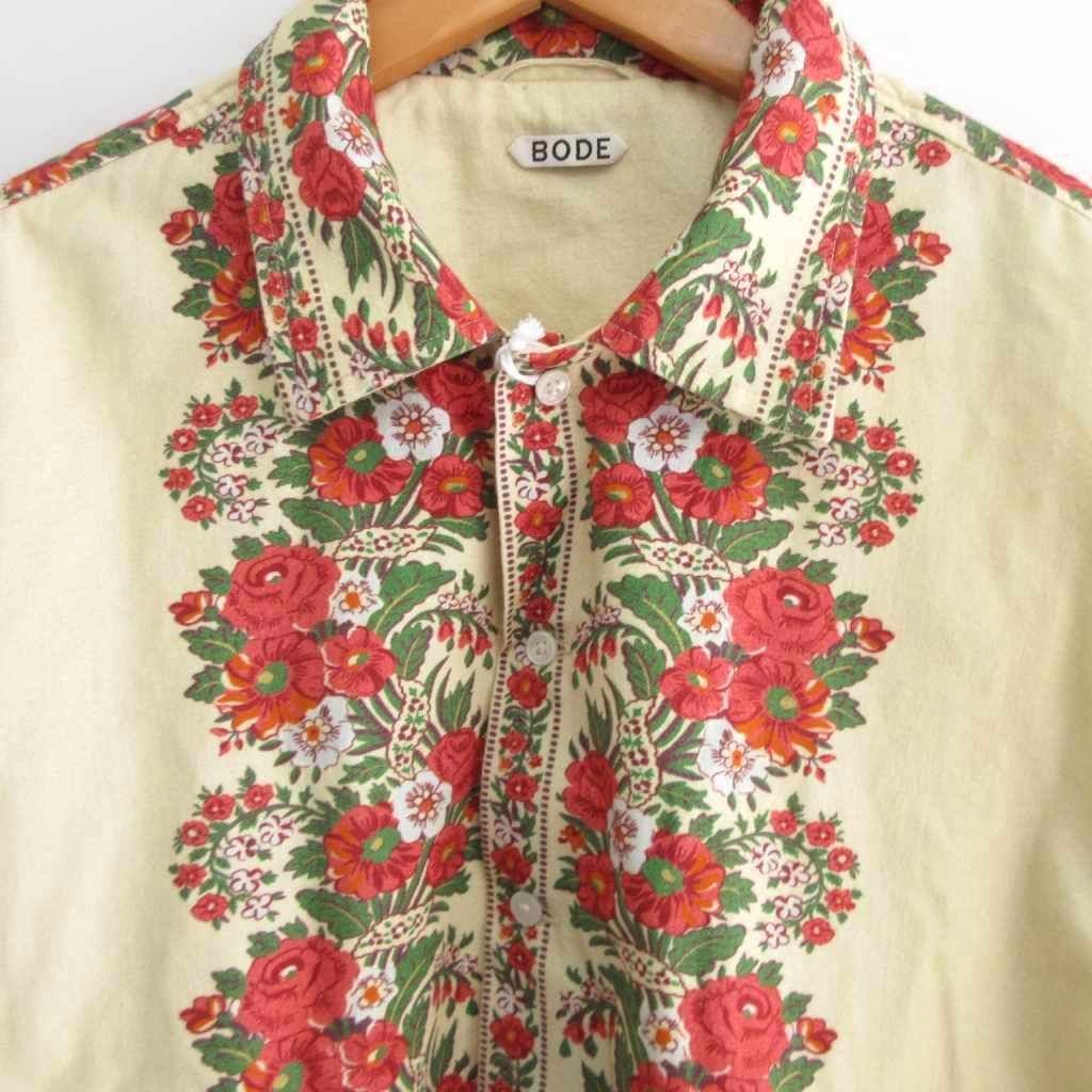 【中古】未使用品 BODE ボーディー タグ付 限定モデル 23AW Winter Bouquet フランネルシャツ 花柄 ハンドメイド M タグ付き 限定モデル BODE ボーディー 23AW Winter Bouquet Long