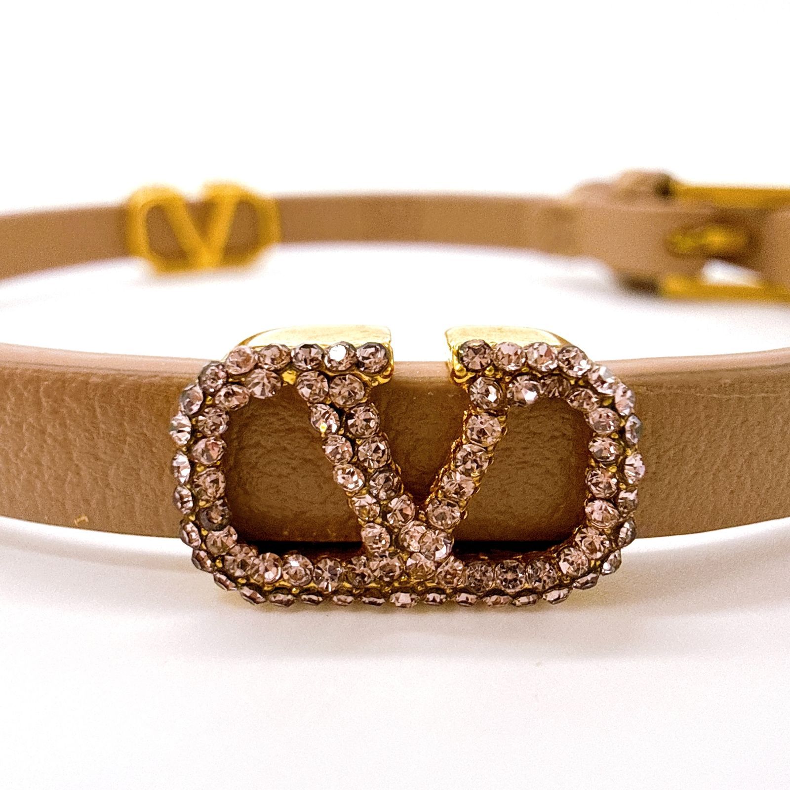 VALENTINO ヴァレンティノ Vロゴ レザー カラーストーンブレスレット