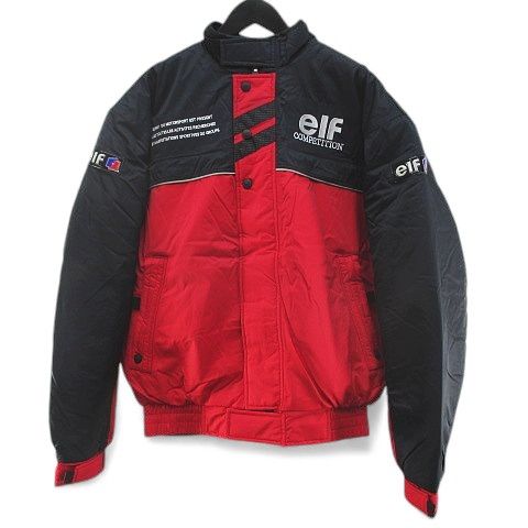 エルフ elf バイクウェア レーシング ジャケット 中綿 LL 赤系 レッド ジップアップ 刺繡 裏地