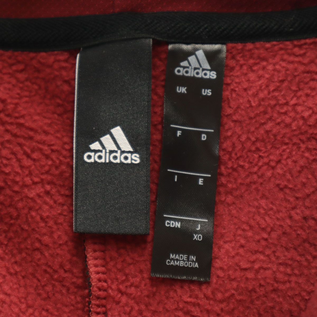 adidas アディダス トレーニング 長袖 ジップパーカー XO ボルドー 裏