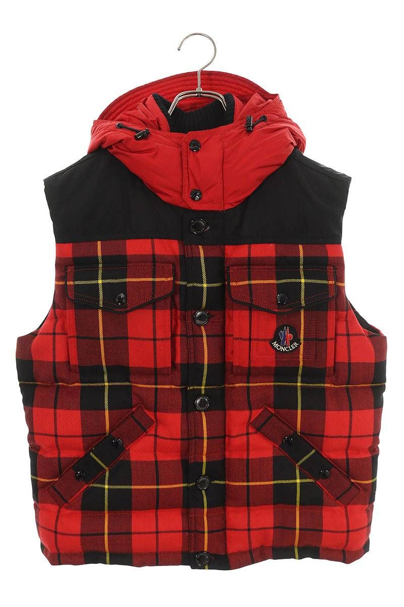 モンクレール チェック柄フーデッドダウンベスト メンズ 2 - メルカリ