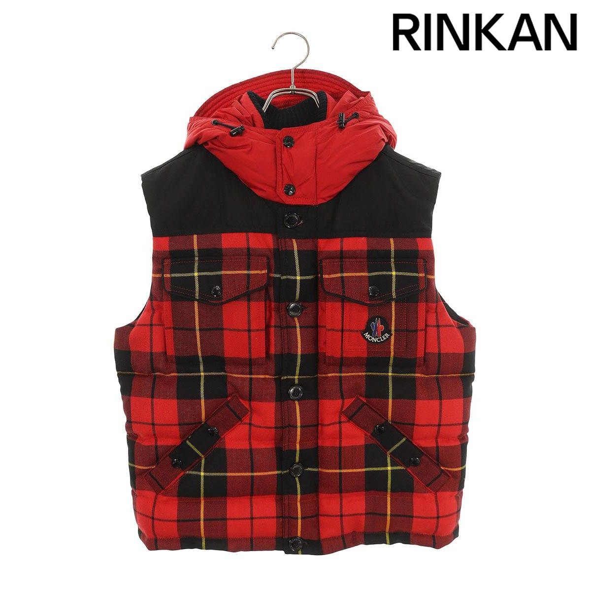 モンクレール チェック柄フーデッドダウンベスト メンズ 2