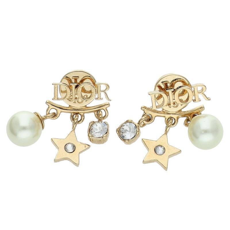 ディオール ディオレボリューション ロゴラインストーンパール装飾ピアス メンズ
