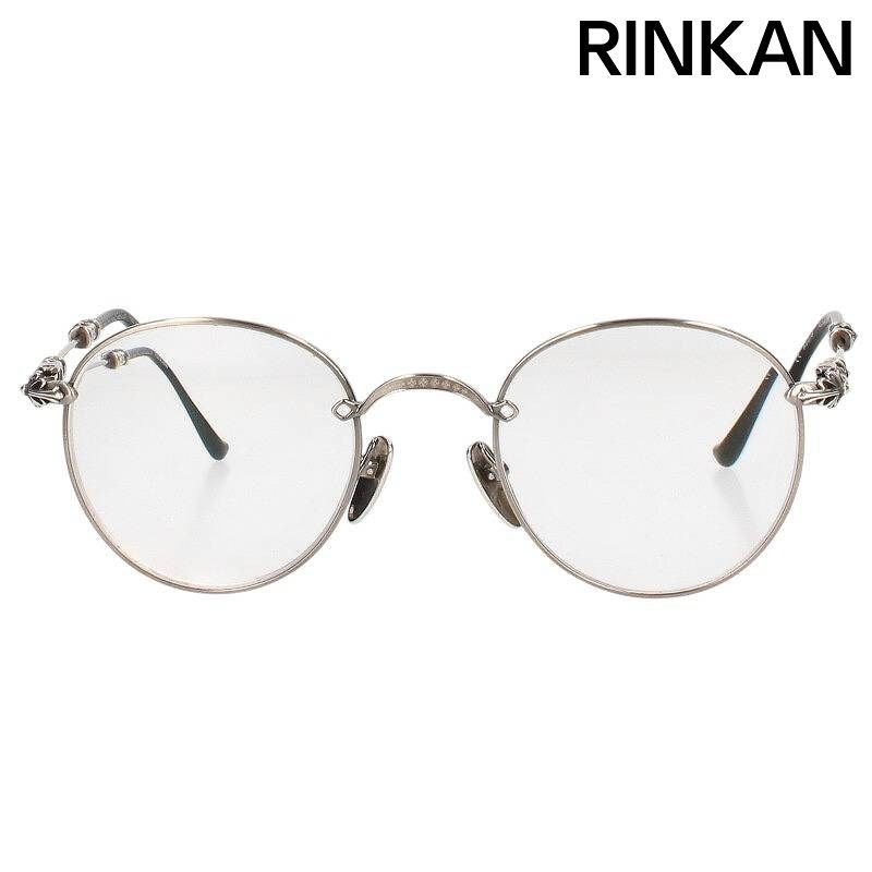 クロムハーツ BUBBA-A クロステンプルメタルフレームラウンド眼鏡 メンズ 49 22-145