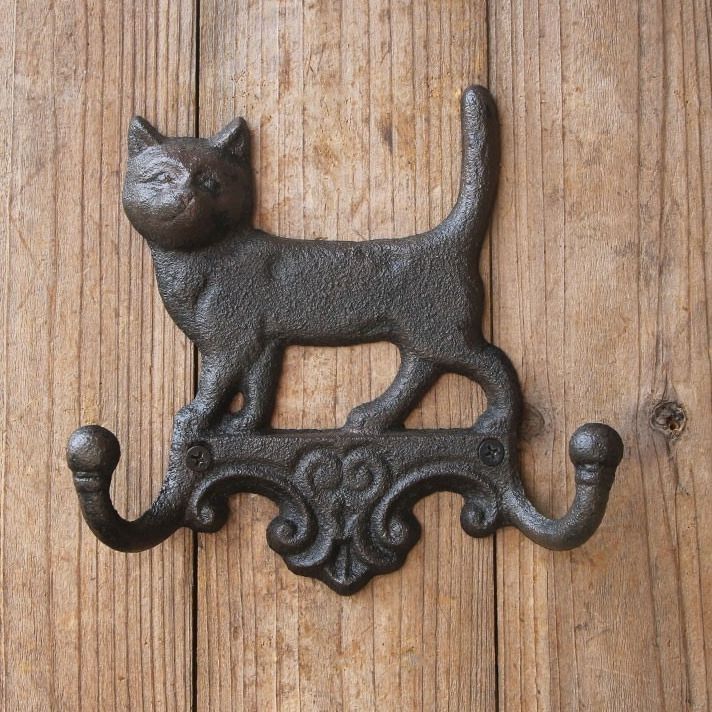 壁掛け フック 引っ掛け ダブルフック ウォールフック 猫 ネコ 動物 壁
