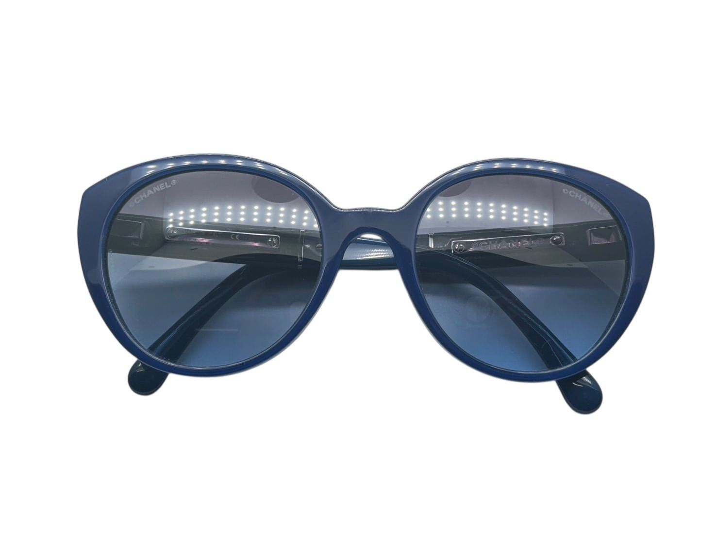 CHANEL シャネル ウェリントン サングラス アイウェア ココマーク エナメル プラスチック ブルー グリーン 4 b 009174