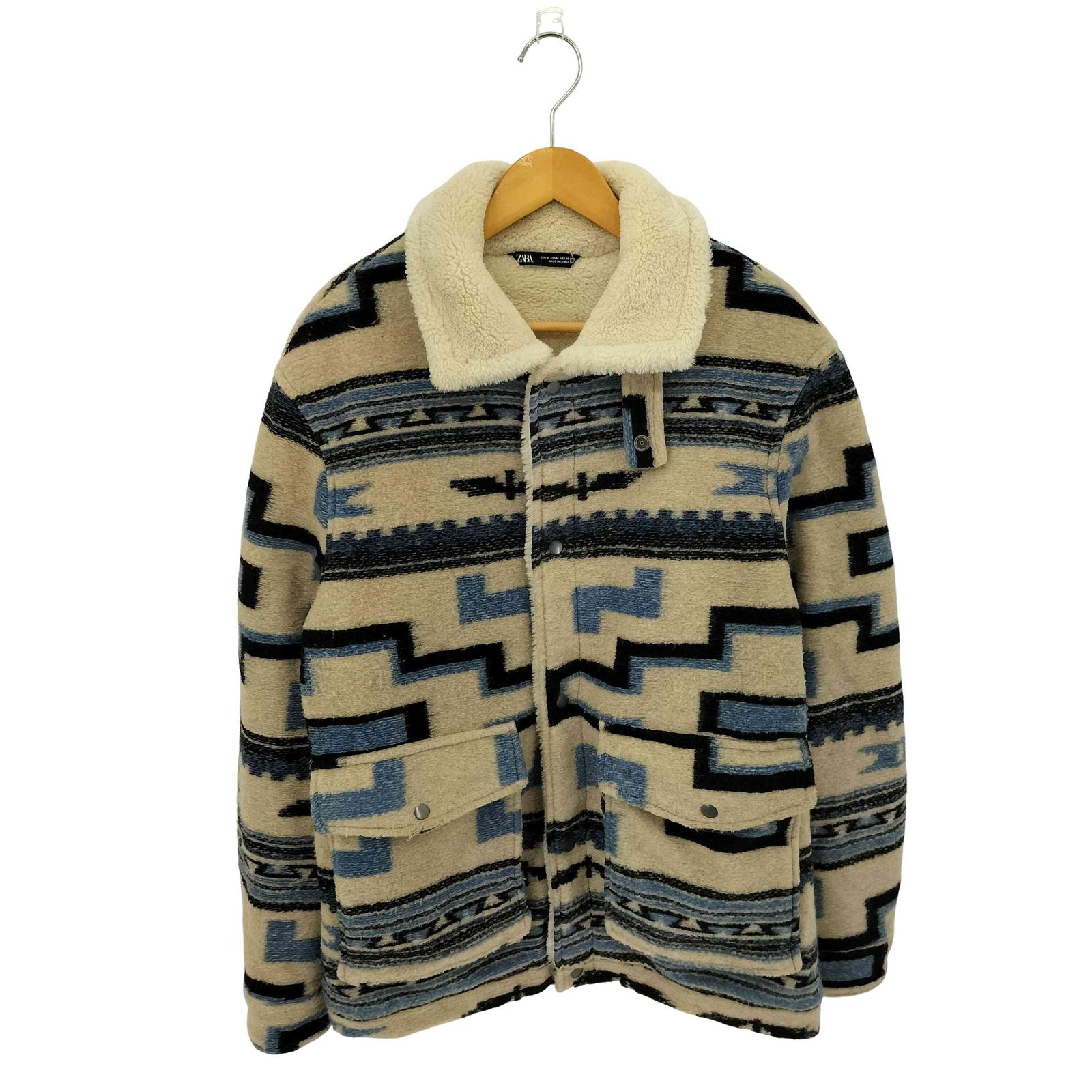 ザラ ZARA ネイティブ柄 フリース ボア ジャケット メンズ M ZARA 