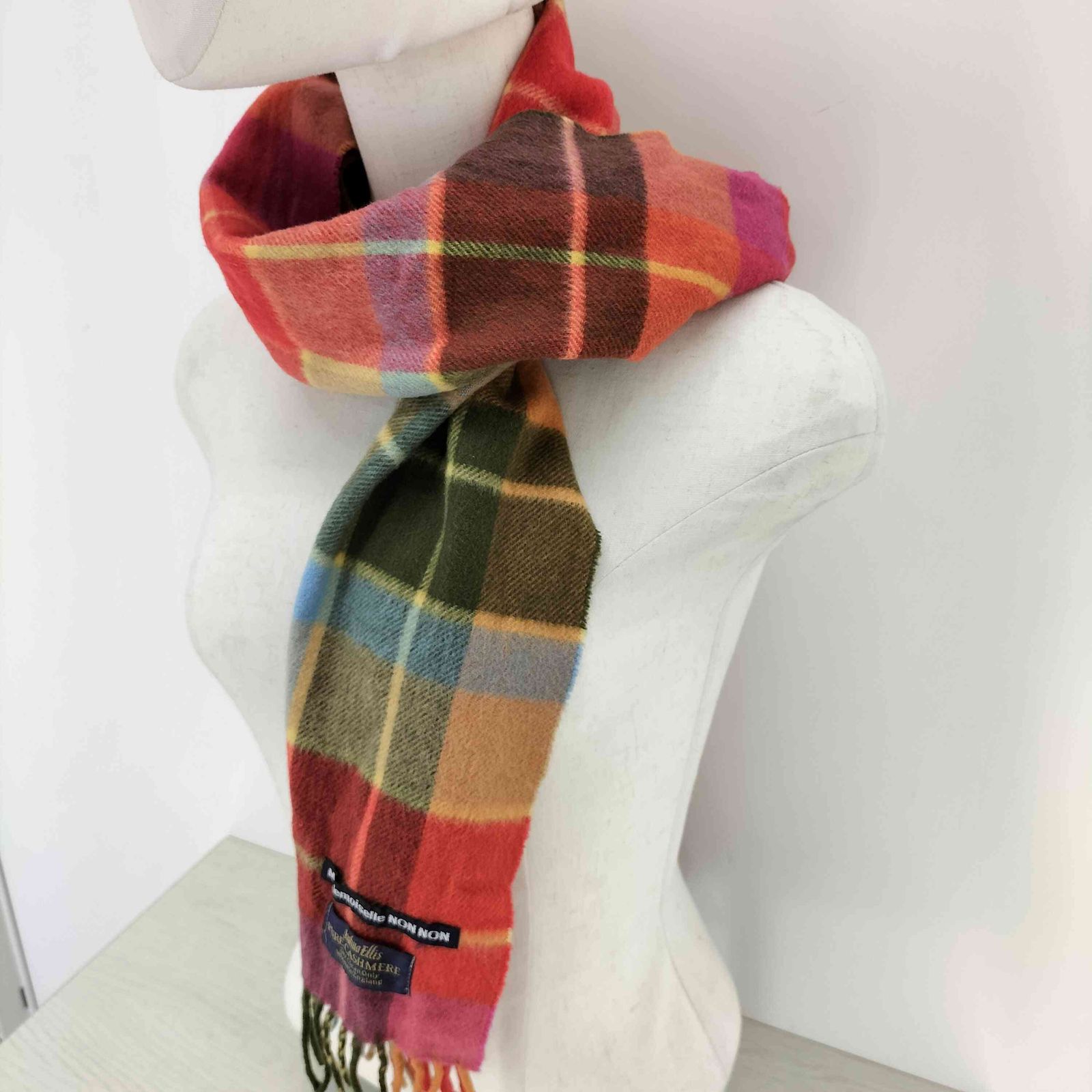 マドモアゼルノンノン mademoiselle NON NON カシミヤチェックマフラー