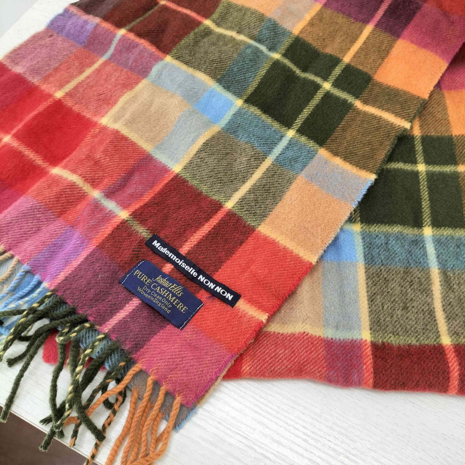 マドモアゼルノンノン mademoiselle NON NON カシミヤチェックマフラー