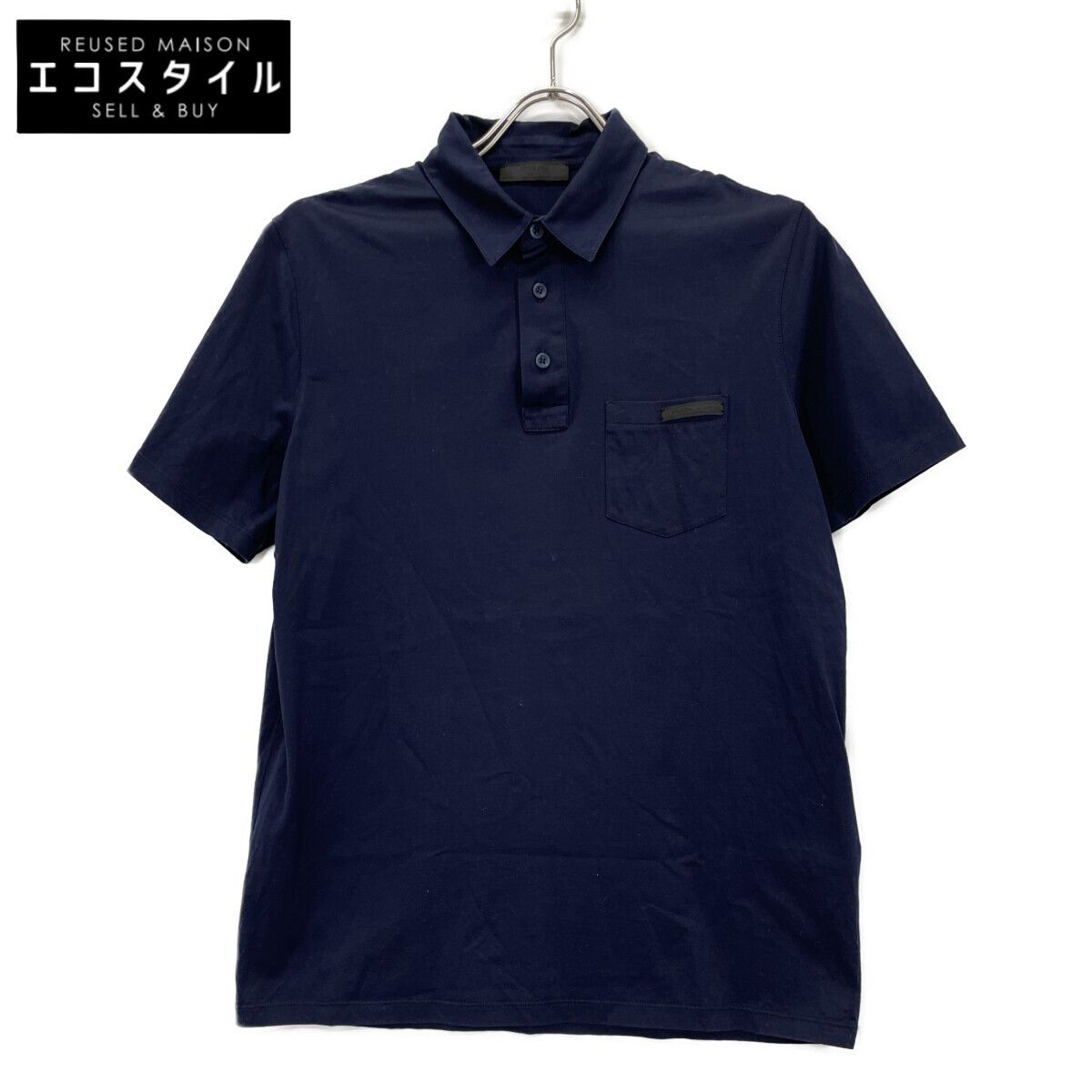 PRADA プラダ UJN 007 ﾈｲﾋﾞｰ ｺｯﾄﾝ ﾎﾟﾛｼｬﾂ Ⅿ