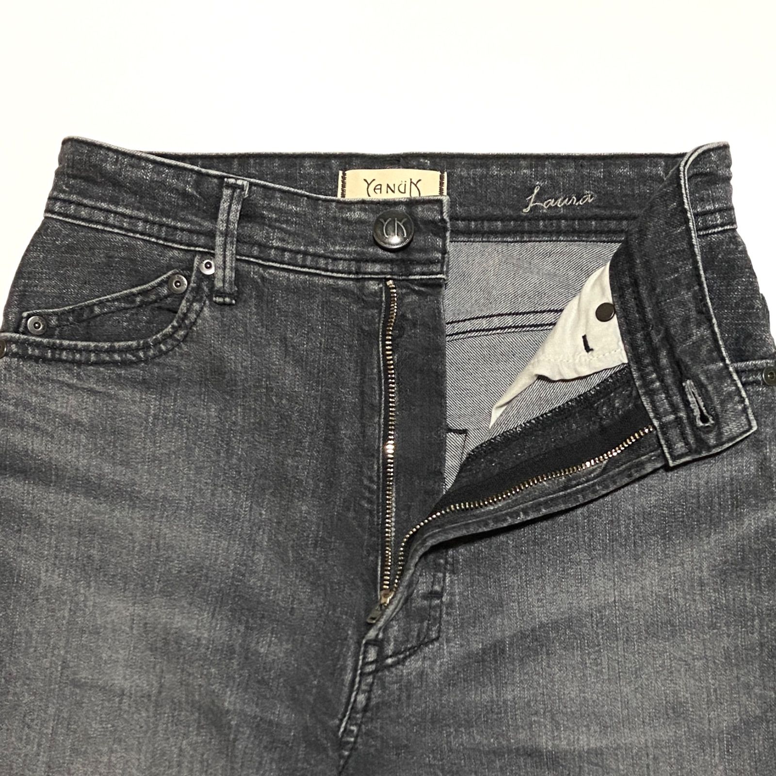 YANUK ヤヌーク カーブテーパード LAURA ローラ デニム カットオフ