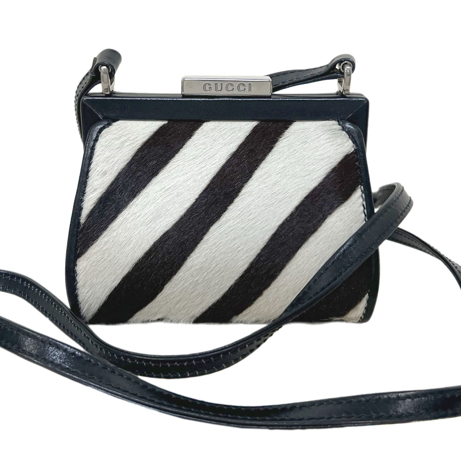 ビンテージGUCCI ゼブラ柄 ハラコハンドバッグ GUCCI グッチ バッグ ハラコ ゼブラ ミニショルダー ヴィンテージ