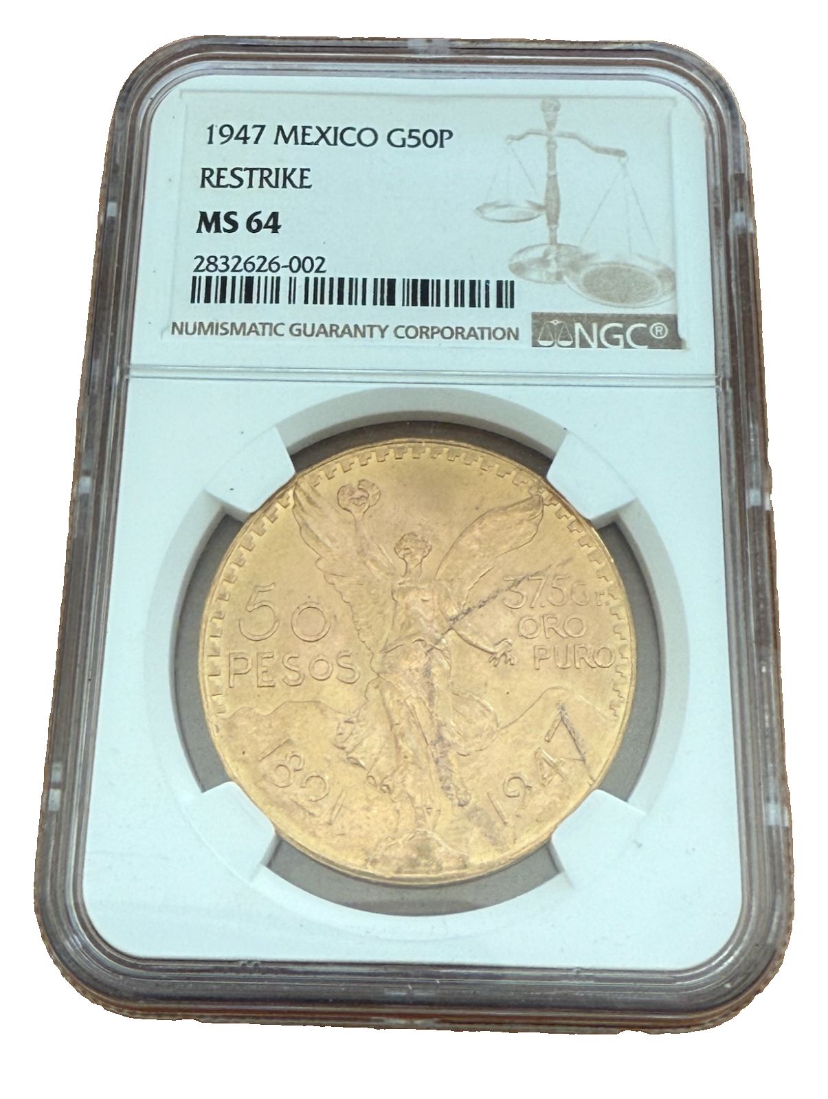 メキシコ 1947年 金貨 50ペソ NGC MS64 再鋳造 - メルカリ