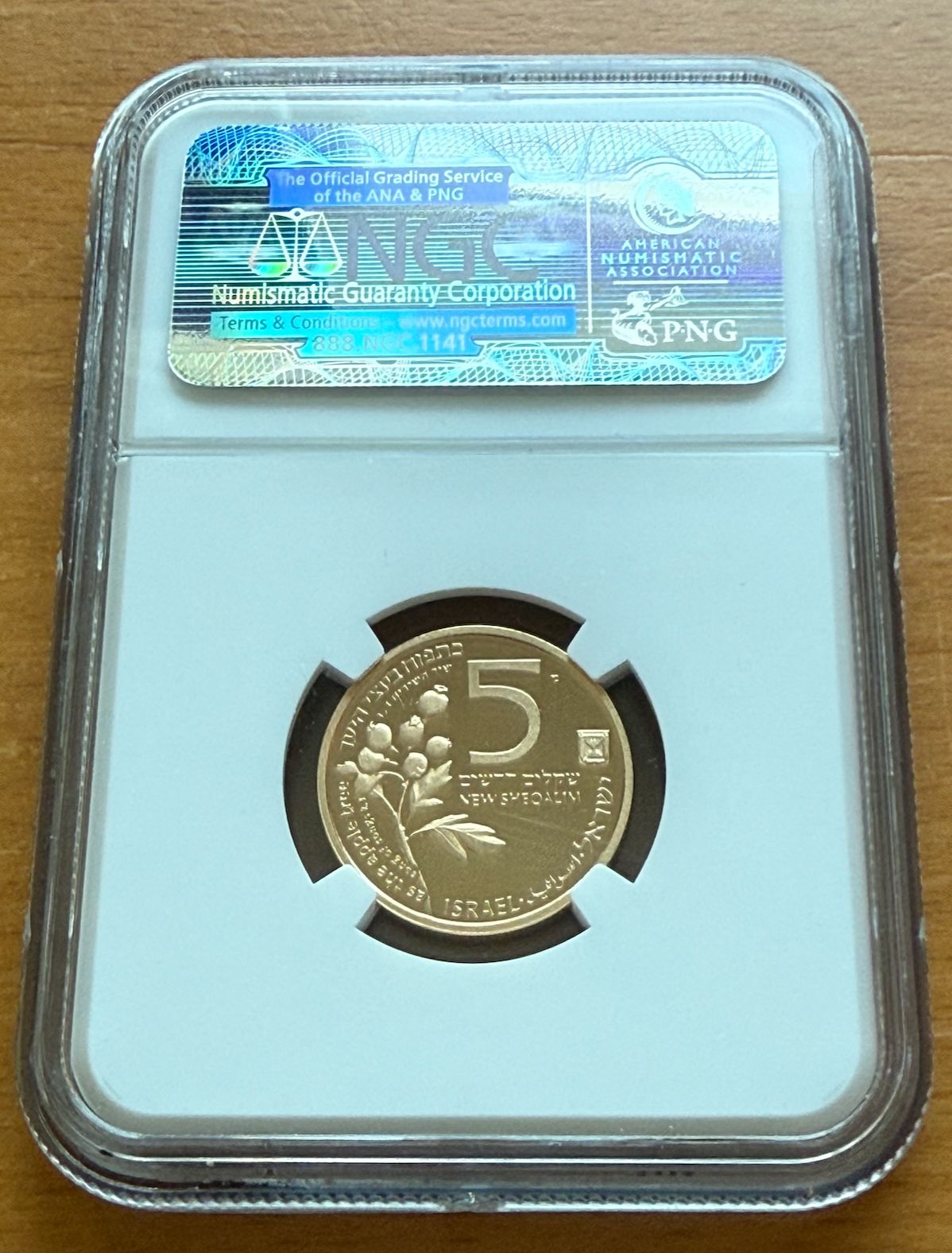 イスラエル 1993年 金貨 1/4オンス 5シェカリム NGC PF69UC リンゴの木