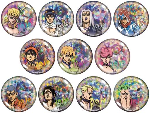 正規品，低価 【中古】バッジ・ピンズ(キャラクター) 全11種セット 「ジョジョの奇妙な冒険 第五部 黄金の風 クリスタライトカンバッジ」 ピンズ・ピンバッジ・缶バッジ