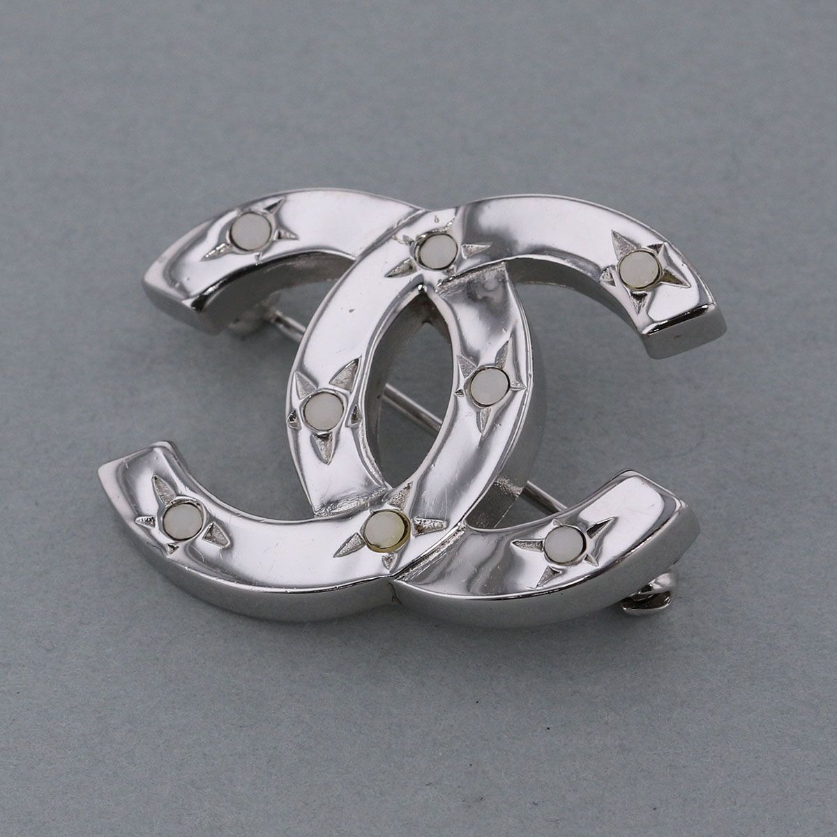 CHANEL シャネル ココマーク ブローチ レディース シルバー 中古