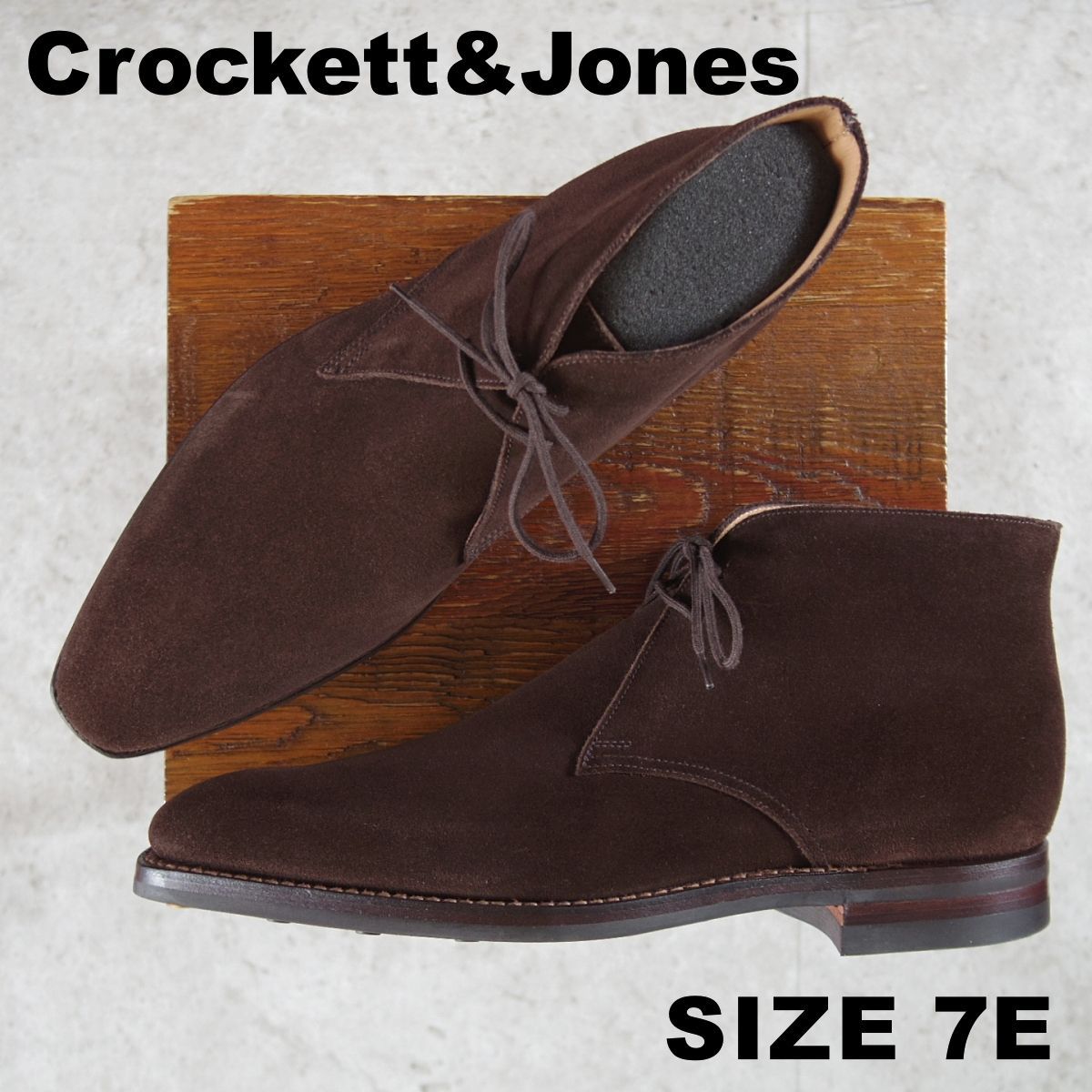 クロケット-ジョーンズ 7 E 定価 104 500- ダイナイトソール TETBURY 348ラスト チャッカブーツ スエード 濃茶 o 187