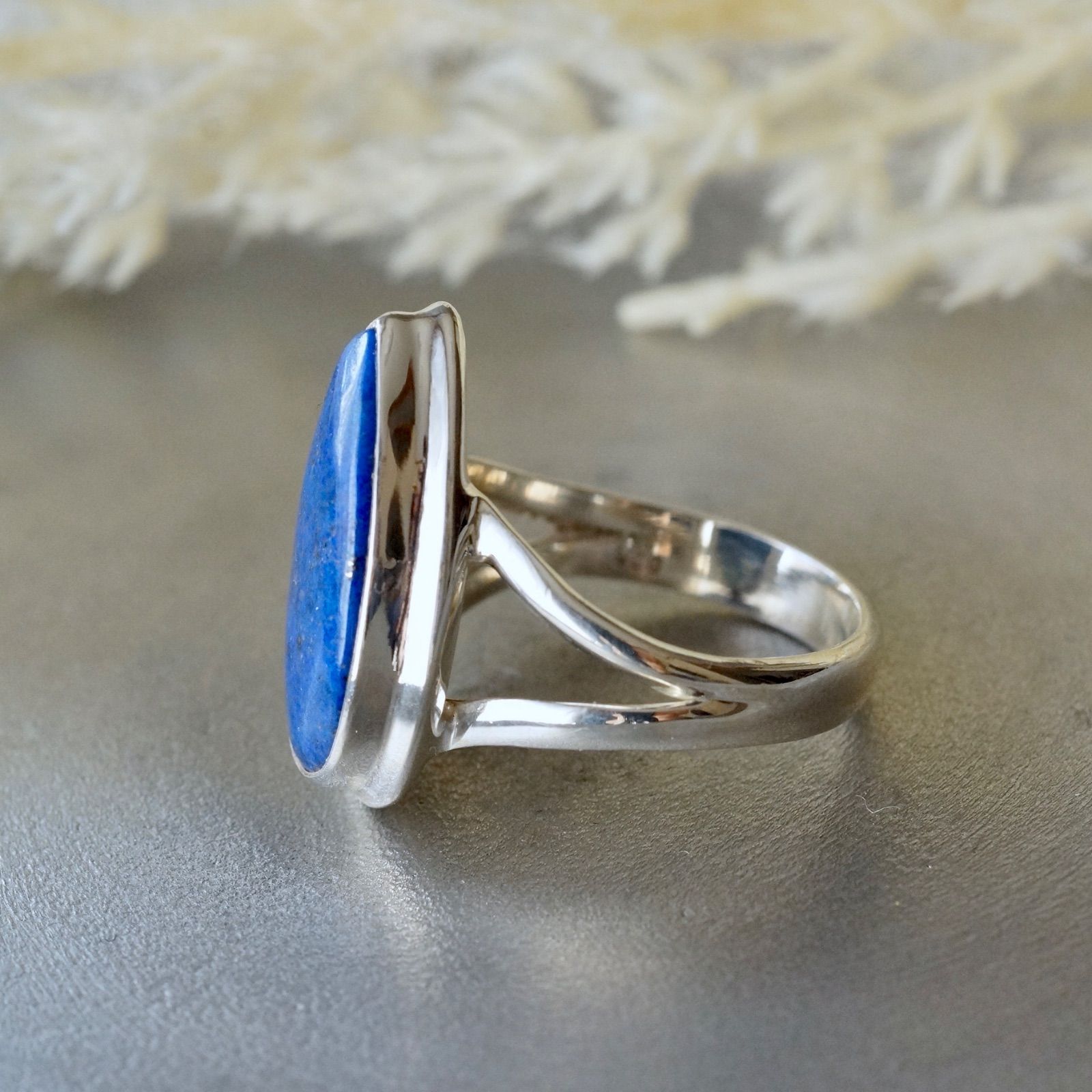 ラピスラズリ ペアーシェイプ リング シルバー925 約13.5号（sv-871