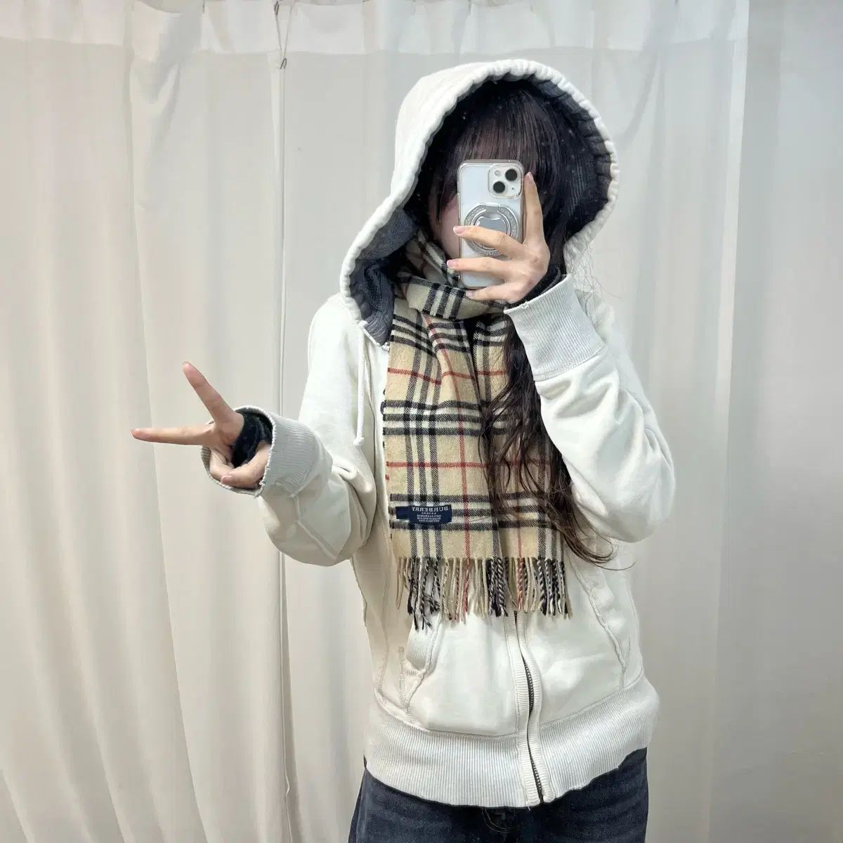 BURBERRY バーバリー ライトベージュ ノヴァチェック チェック カシミア マフラー